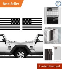 Die Cut Matte Black American Flag Sticker – Durable Decal for Trucks & Windows