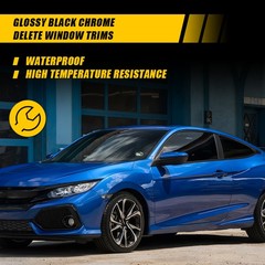 Black Chrome Delete Blackout Overlay Trim For Honda Civic Coupe 2016-2020 1-10