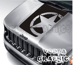Vinyl hood decal compatible with Jeep Renegade 2015-2024 Distressed star USA