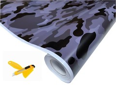 Black Gray Camo Camouflage Vinyl Car Wrap Film Sheet +Free Tools( 2 feet & up )
