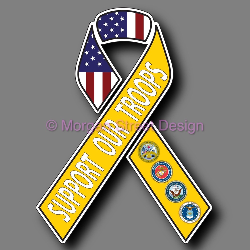 Support Our Troops 8” Car Truck decal sticker Show Support Yellow Ribbon