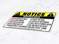 Passenger Rules 4″ | Funny Car Vehicle Passenger Rule Notice Sticker