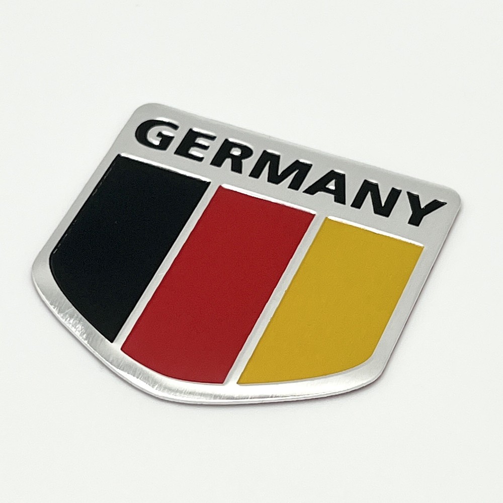 Germany Flag Car Emblem Badge Decal Deutschland Sticker 2″x 2.25” Aluminum NEW