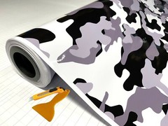 Black White Gray Glossy Camouflage Vinyl Car Wrap Sheet +Tools( 2 feet & up)