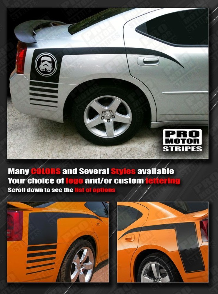 Dodge Charger 2006-2010 Superbee Rear Quarter Side Stripes Decals (Choose Color)