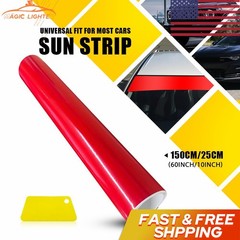 Sun Strip Visor Premium Vinyl 60″x10″ Windshield Banner Cast Film PVC Red