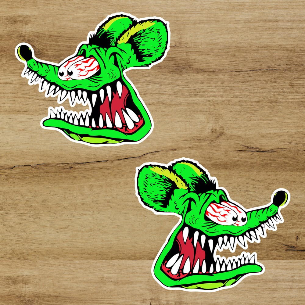 Rat Fink Hot Rod 4 inches two-pack Premium quality decal Sticker Car Window