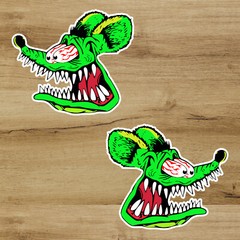 Rat Fink Hot Rod 4 inches two-pack Premium quality decal Sticker Car Window