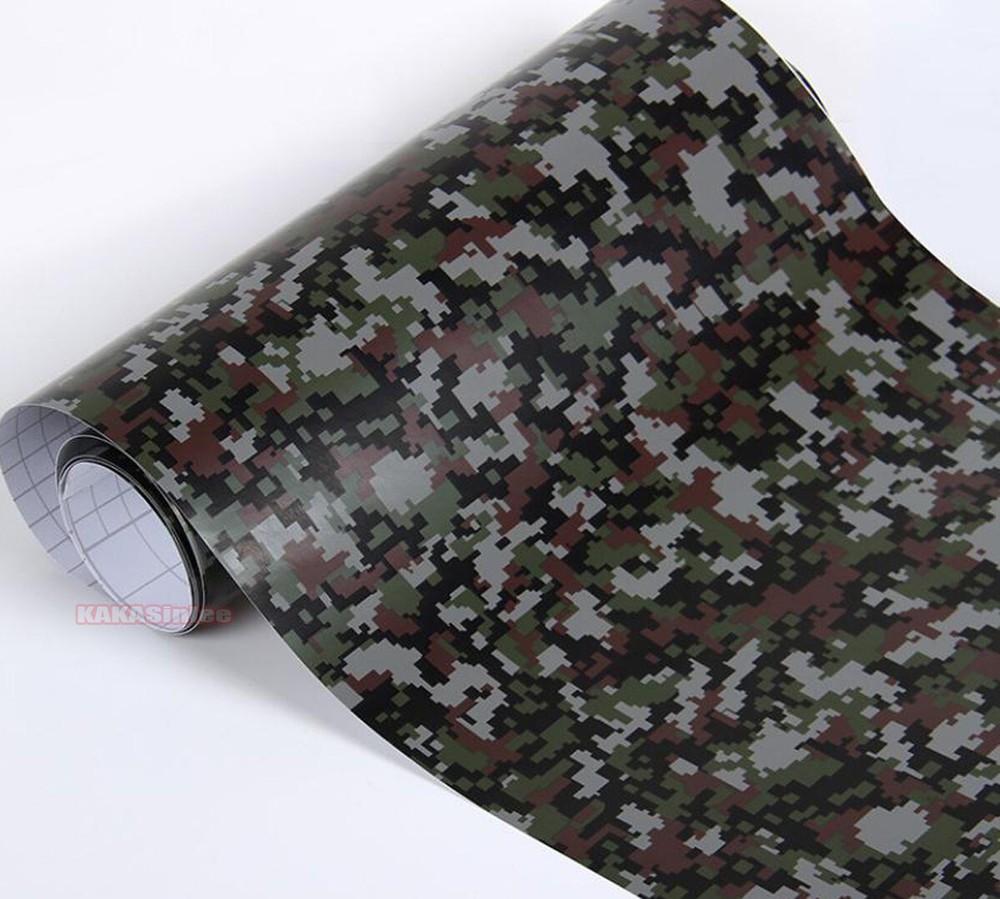 50FT x 5FT Car Wrap Digital Black Camouflage Camo Satin Vinyl Sticker Stretch US