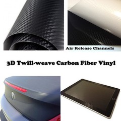 3D Black Carbon Fiber Twill Weave Car Wrap Vinyl Air Release Bubble Free DIY