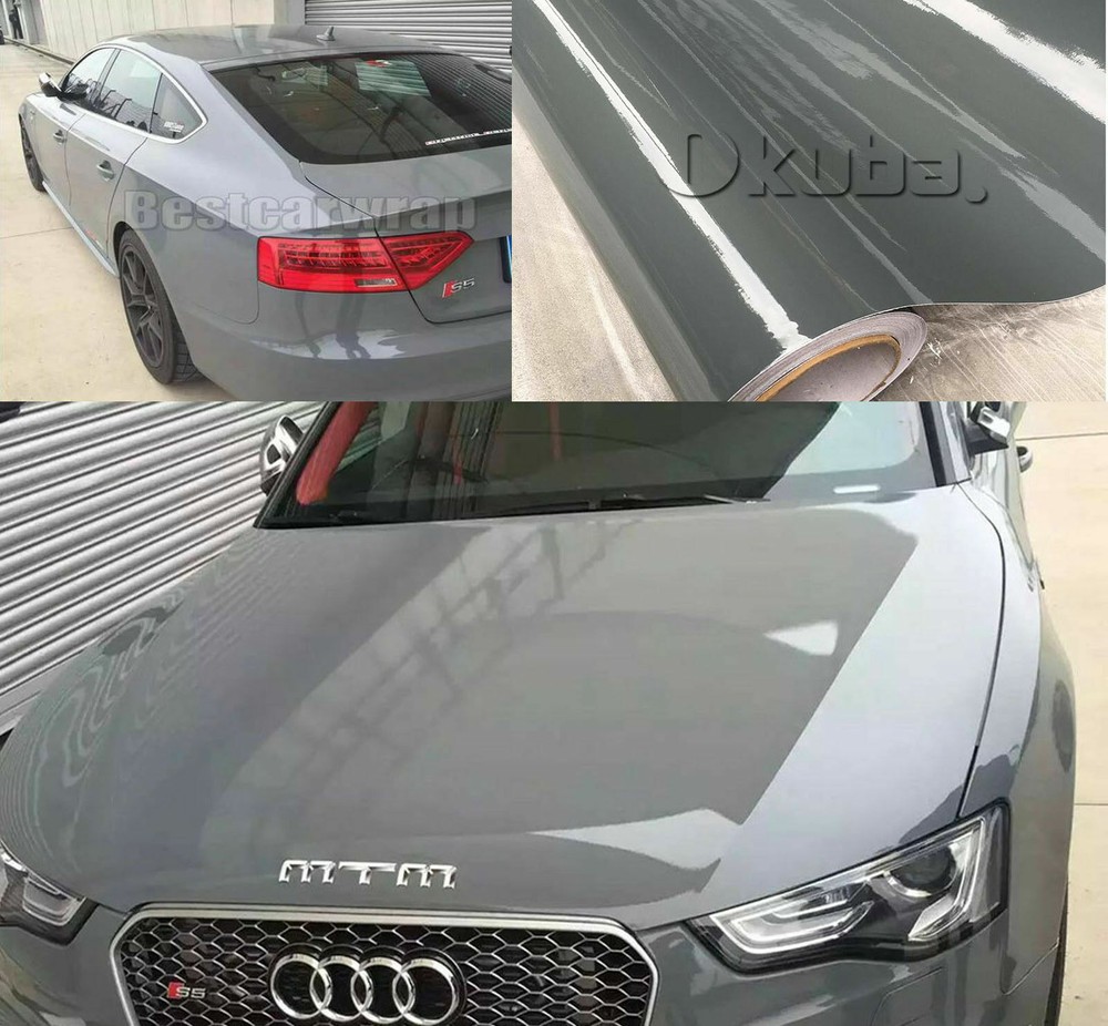 50FT x 5FT Cement Gray Ultra Gloss Vinyl For Whole Car Wrapping Graphics Film US
