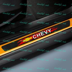 4PCS Carbon Car Door Scuff Sill Cover Panel Step Protector For Chevy Chevrolet