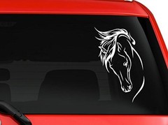 Horse Head beautiful silhouette car truck decal sticker 8″white