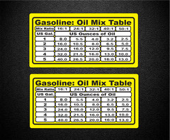 Gas/Oil Mixed Fuel Table 2 Cycle Engine Gas Can Rental Decal Sticker p166
