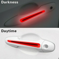 4pcs Night Reflective Car Door Handle Sticker Safety Distance Warning Film Decal