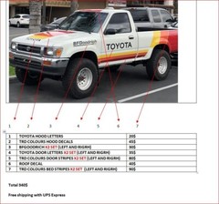Decals Compatible with Toyota TRD pickup truck Retro graphics