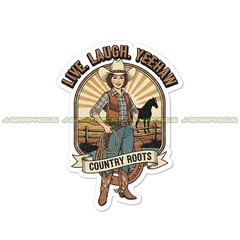 Cowgirl Vinyl Decal Sticker Rodeo Patriotic Country Horse S