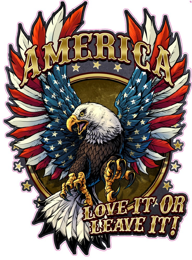 American Bald Eagle American Flag Love it or Leave it Decal Sticker 3″