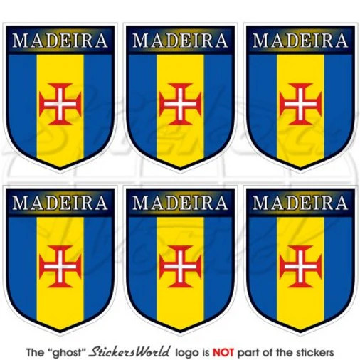 MADEIRA Shield, Portugal Portuguese 40mm (1.6″) Vinyl Stickers Decals x6