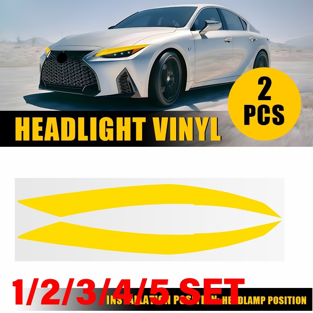 Headlight DRL Vinyl Films Tint For 2021-25 Lexus IS350 IS300 IS500 Yellow 1-5SET