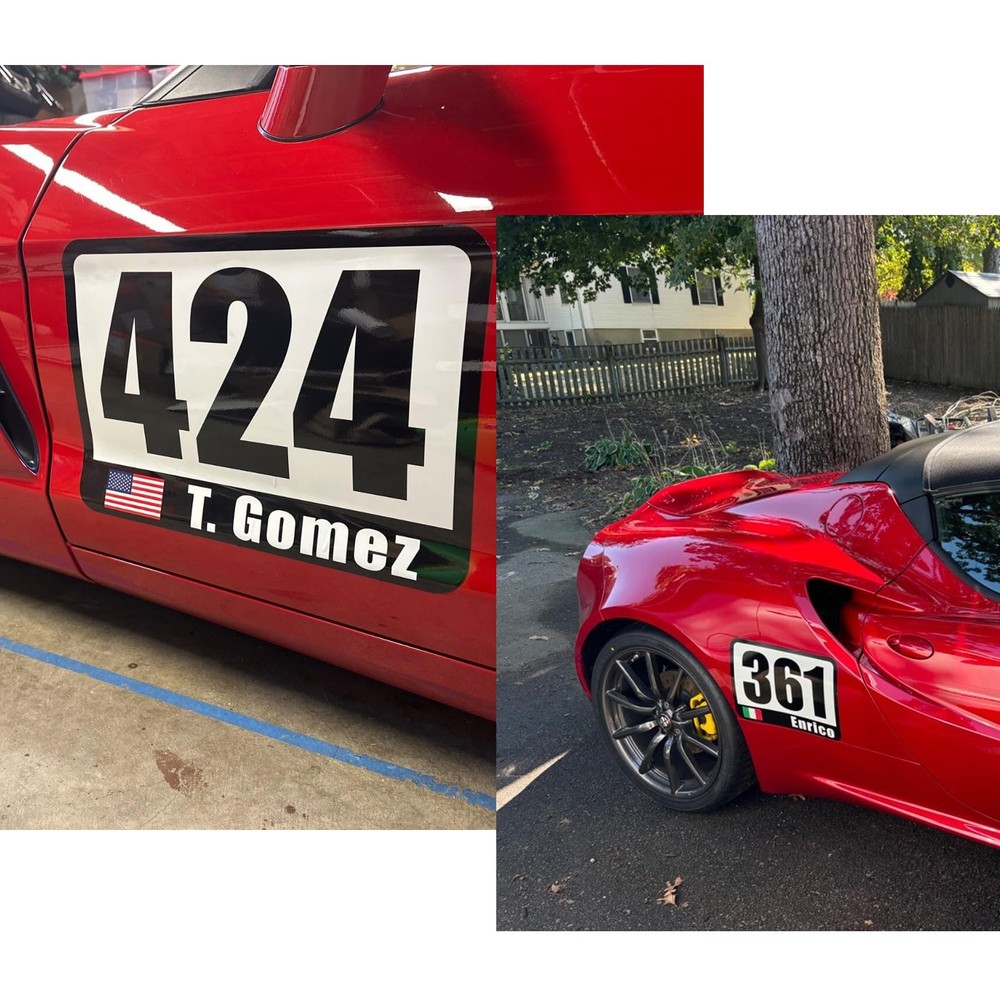 Custom Number Name Flag Magnet Racing Car Track Day x1 14″H x 20″W