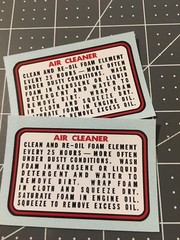 Briggs & Stratton Engine-Decals.com Air cleaner decal 1960’s 2 for 1