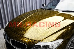 ESSMO PET Marble Forged Gloss Carbon Fiber Golden Yellow Car Vinyl Wrap Decal
