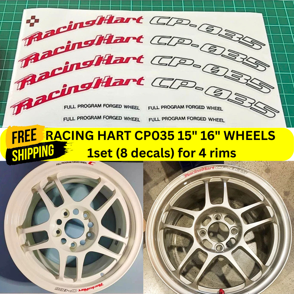 RACING HART CP035 15″ 16″ 4 WHEELS SET 8X DECALS STICKERS NEW FREE SHIPPING