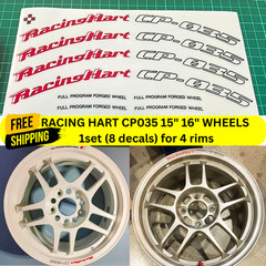RACING HART CP035 15″ 16″ 4 WHEELS SET 8X DECALS STICKERS NEW FREE SHIPPING