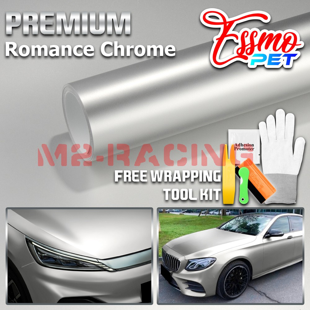 ESSMO PET Romance Chrome Silver Auto Car Vehicle Vinyl Wrap Decal Sticker Paint