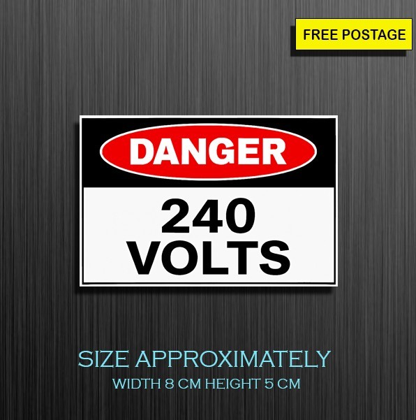 2X Danger 240 Volts Safety Sign, Self Adhesive Waterproof Vinyl Sticker