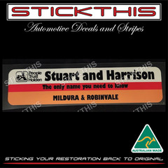 Dealership Dealer Decal Sticker – Stuart & Harrison Only Name Mildura Robinvale