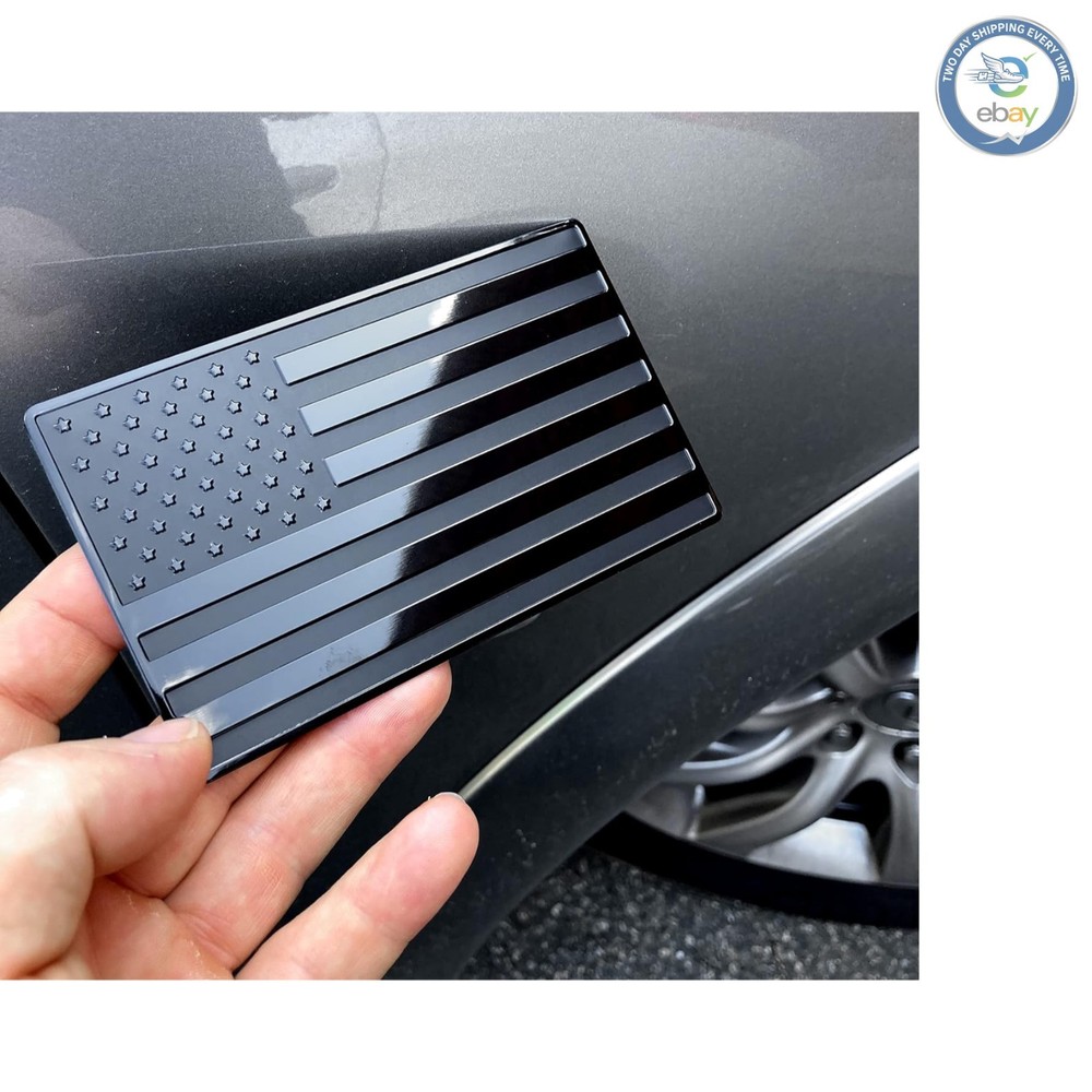 Universal Fit Black USA Flag Car Emblem – Durable 5″x3″ Stainless Steel Design