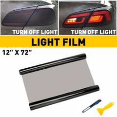 12″x72″ Medium Smoke Black LED Headlight Taillight Fog Light Tint Film Vinyl