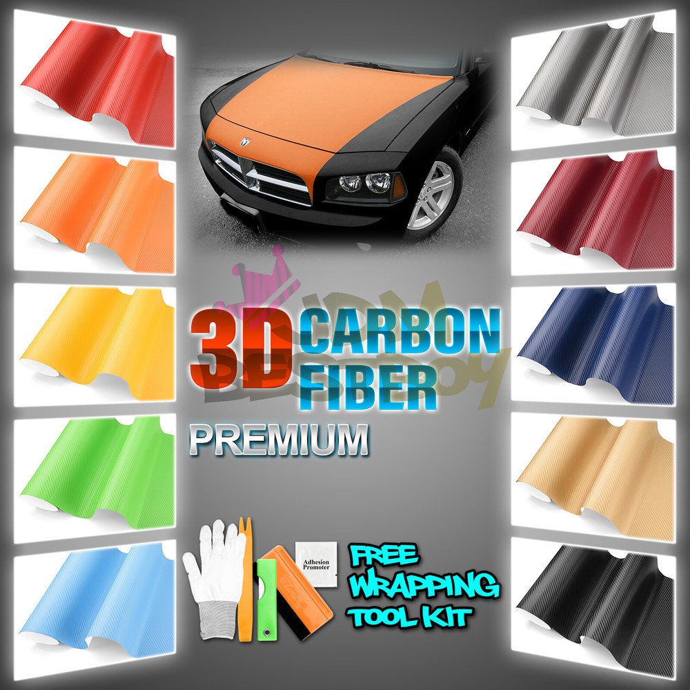 *12″x60″ 3D【Carbon Fiber Vinyl】Vinyl Wrap Textured Sticker Decal For Car Laptop