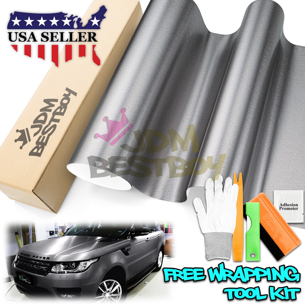 Brushed Aluminum Steel Gunmetal Gray Vinyl Wrap Sticker Decal Air Release Sheet