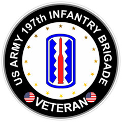 US Army 197th Infantry Brigade Veteran Bumper Sticker Military Vinyl Decal 5″