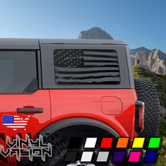 2x Distressed Flag Side Window Decal for Ford Bronco Full Size 4 Door 2021-2024