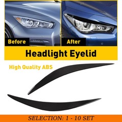 2-20 Glossy Black Headlight Eyebrow Eyelid Trim Cover For Infiniti Q50 2014-2023