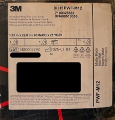 3M Colored PPF / PWF Series Matte Black Paint Protection Film PWF-M12 NEW