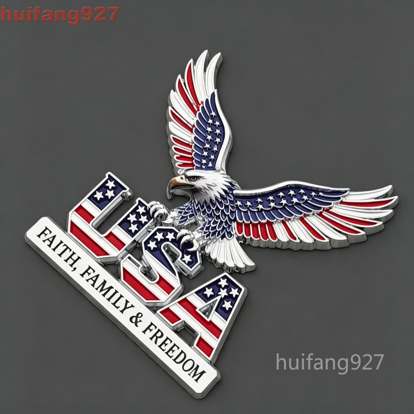 Metal Car Trunk Tailgate Fuel Tank Body Badge 3D USA Eagle Flag Emblem Decal