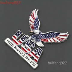 Metal Car Trunk Tailgate Fuel Tank Body Badge 3D USA Eagle Flag Emblem Decal