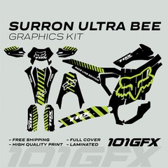 Surron Ultra Bee Graphics Kit FOX RACE LINE Black Green Decals Stickers