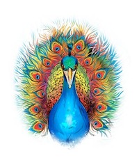 3” Peacock Sticker Colorful Vibrant Green Blue Grace Bird Elegant Beautiful