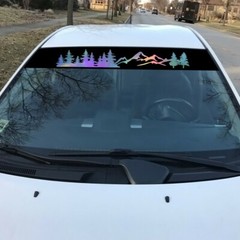 Window Visor Sun Strip Vinyl Decal Car Sticker Sunshade Tree Mountain Graphics