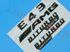 Gloss Black Flat ” E43 AMG BITURBO ” Trunk Embl Badge Sticker for Mercedes Benz