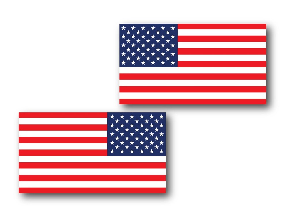 2X AMERICAN FLAG 1 REGULAR 1 REVERSED STICKER USA MADE TRUCK VEHICLE WINDOW CAR