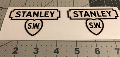 Stanley Tools Sweetheart Oak Box Logo Black White Vinyl Decals set of 2 Large