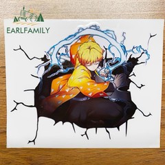 EARLFAMILY 5.1” 3D Zenitsu Creative Car Stickers JDM Anime Demon Slayer Decals