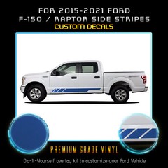 For 15-21 F-150 / Raptor Side Stripes Graphic Overlay Decal Satin Metallic Vinyl